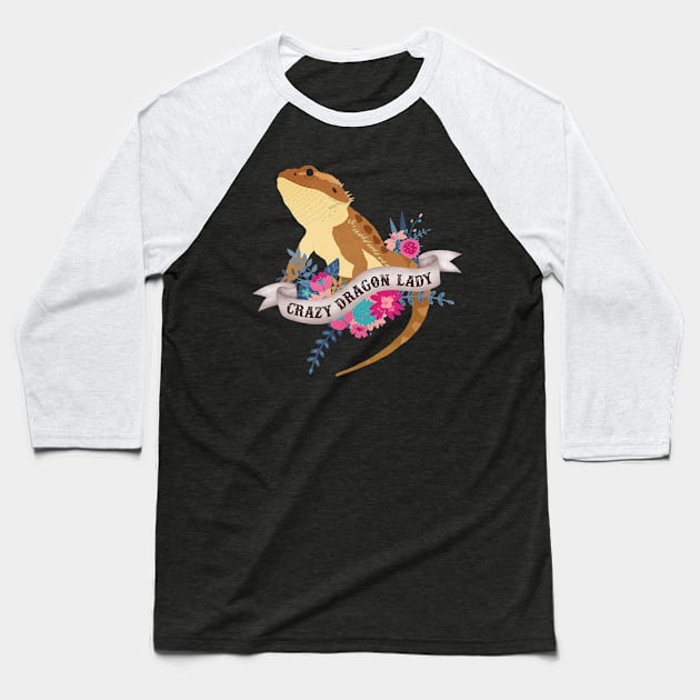 Crazy Dragon Lady Baseball T-Shirt by Psitta